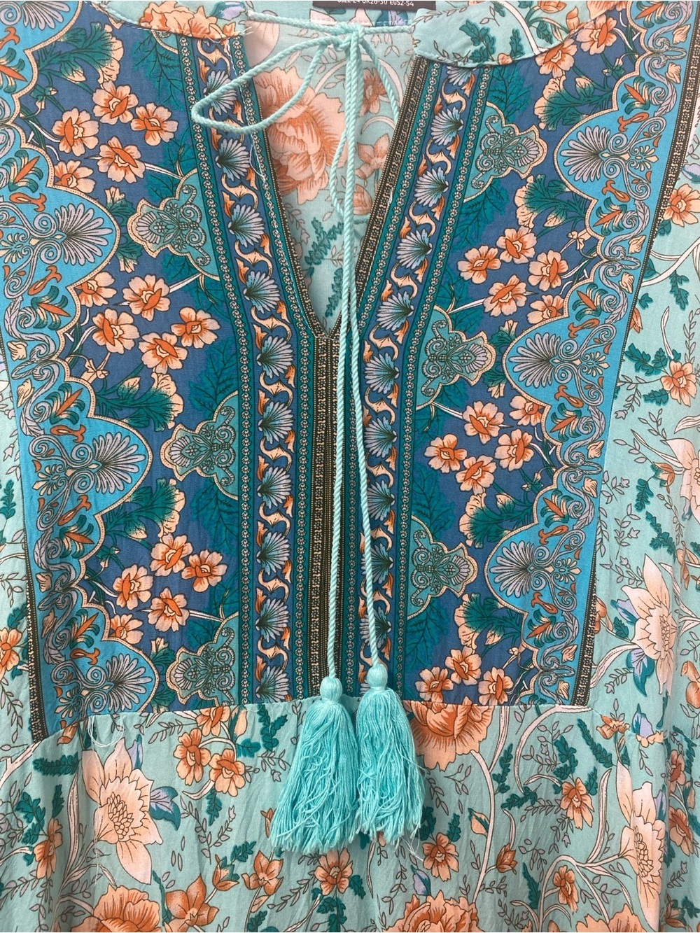 BloomChic Teal & Navy Boho Midi Dress - Picture 6 of 7